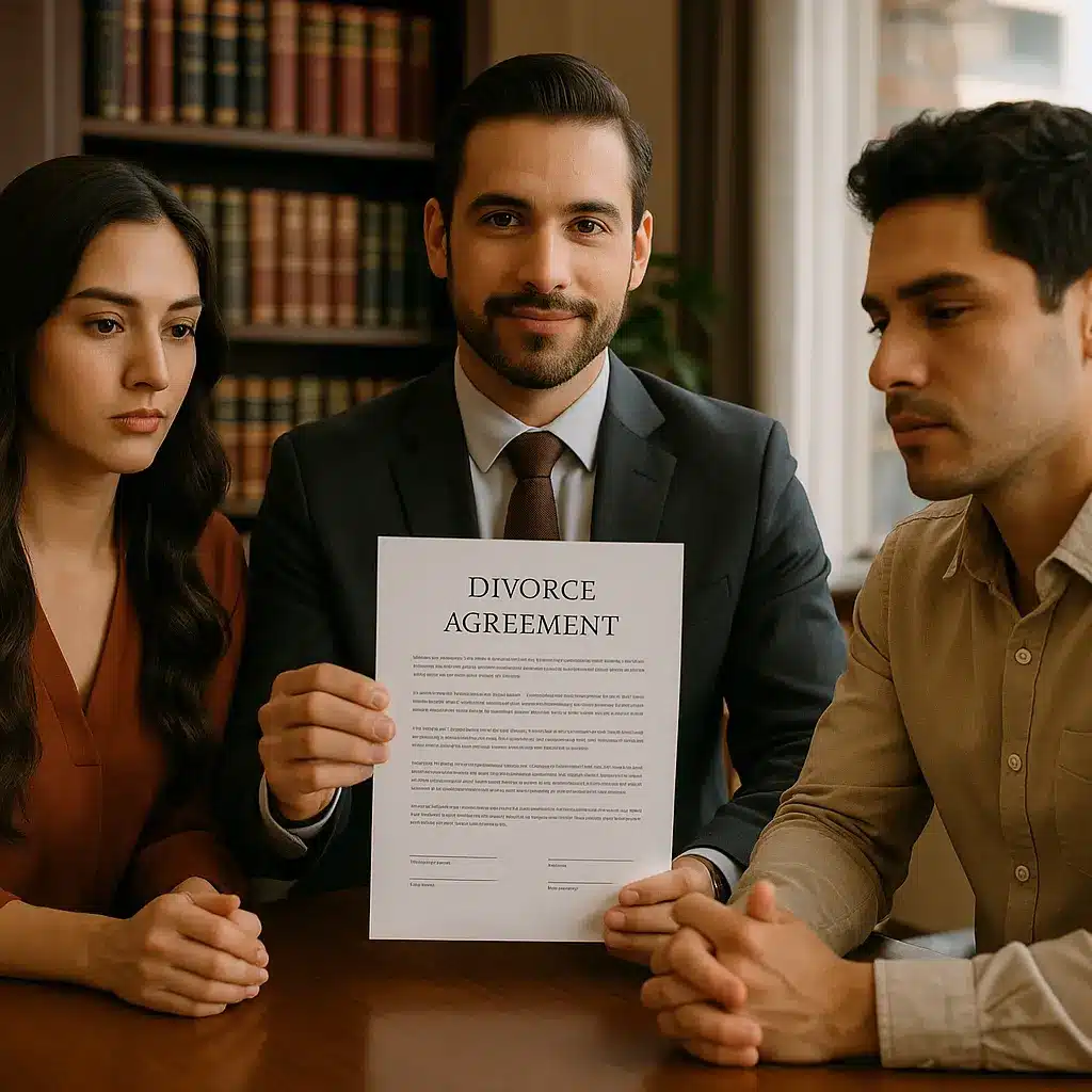 Divorcio exprés Ciudad de México Cuajimalpa Granjas Navidad pareja firmando | Bucio Abogados